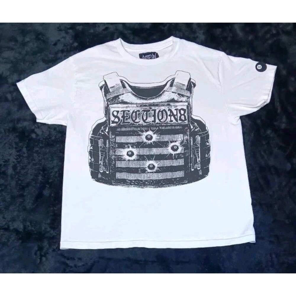 Section 8 Short Sleeve Graphic Tee Mens L White Bulletproof Vest Tactical 8 Ball